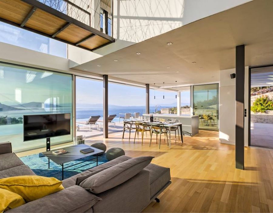 Μπλε Vintage χαλί σε εξοχική κατοικία στην Αίγινα